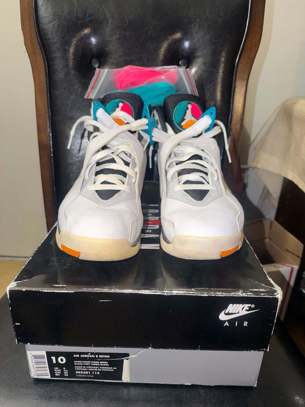 Air Jordan 8 Retro South Beach 2018 High Top Leather Sneakers 305381-113